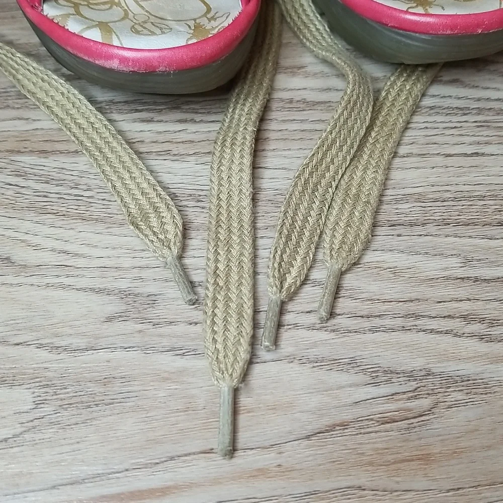 Fly London Luna Wedge Heel Red Open Toe Red Lace Up Sandals - Picture 9 of 14